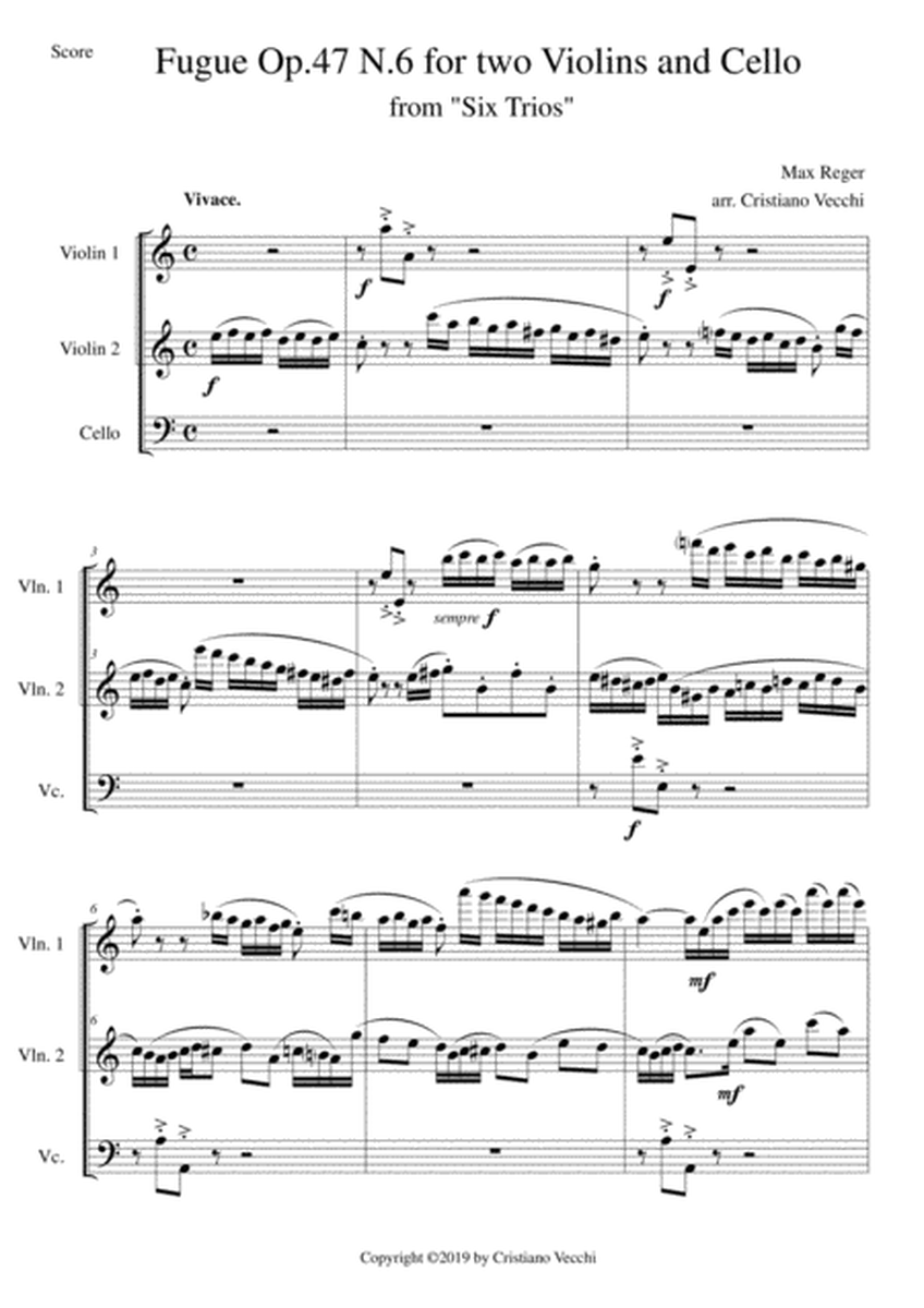 Fugue Op.47 N.6 for two Violins and Cello image number null