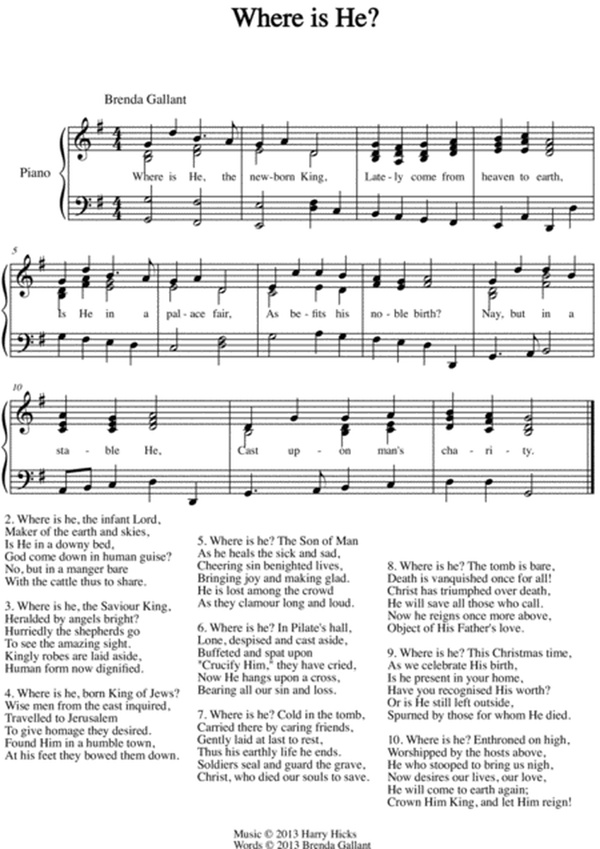 Where is He? A brand new hymn.