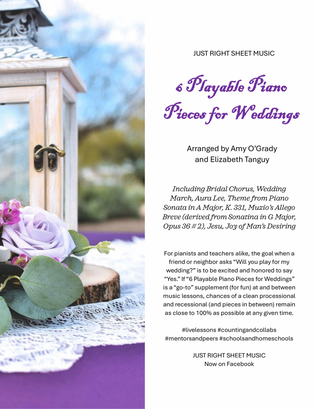 Book cover for 6 Playable Piano Pieces for Weddings