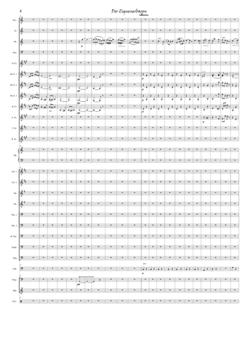 Overture from the opera Der Zigeunerbaron, arraged for Symphonic band (score)