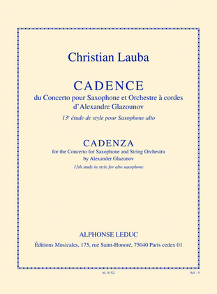 Book cover for Cadence Du Concerto Pour Saxophone Et Orchestre A Cordes D'alexandre Glazounov (