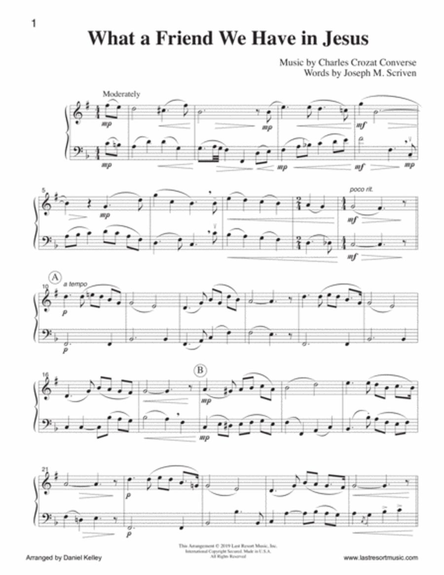 What a Friend We Have in Jesus for Clarinet & Cello or Bassoon Duet - Music for Two