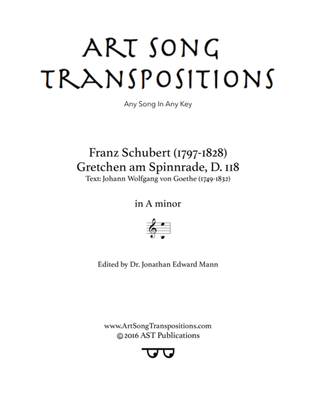 Book cover for SCHUBERT: Gretchen am Spinnrade, D. 118 (transposed to A minor)