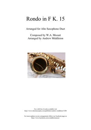 Book cover for Rondo arranged for Alto Saxophone Duet
