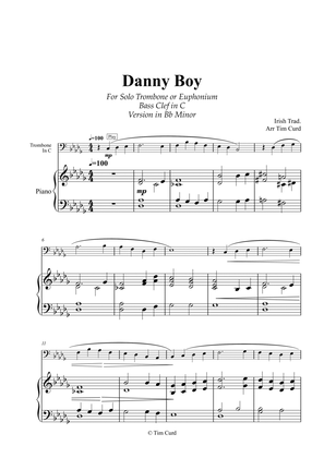 Book cover for Danny Boy for Solo Trombone/Euphonium in C (bass clef) and Piano. Version in Bb Minor