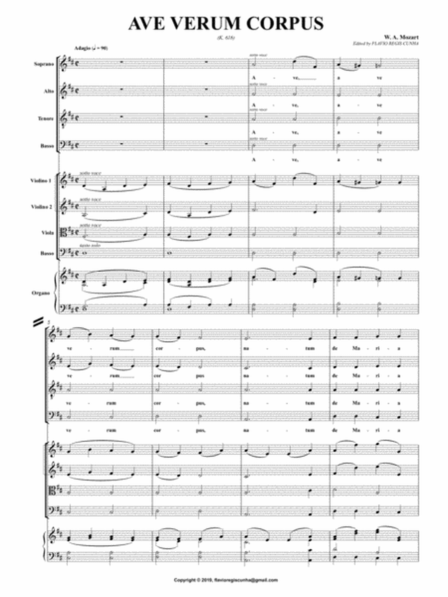 Ave Verum Corpus for Choir SATB, String Orchestra and Organ image number null