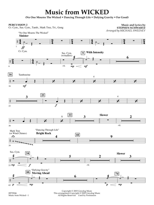 Book cover for Music from Wicked (arr. Michael Sweeney) - Percussion 2