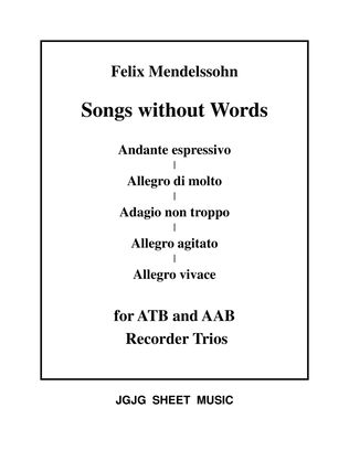 Book cover for Songs Without Words for Recorder Trios