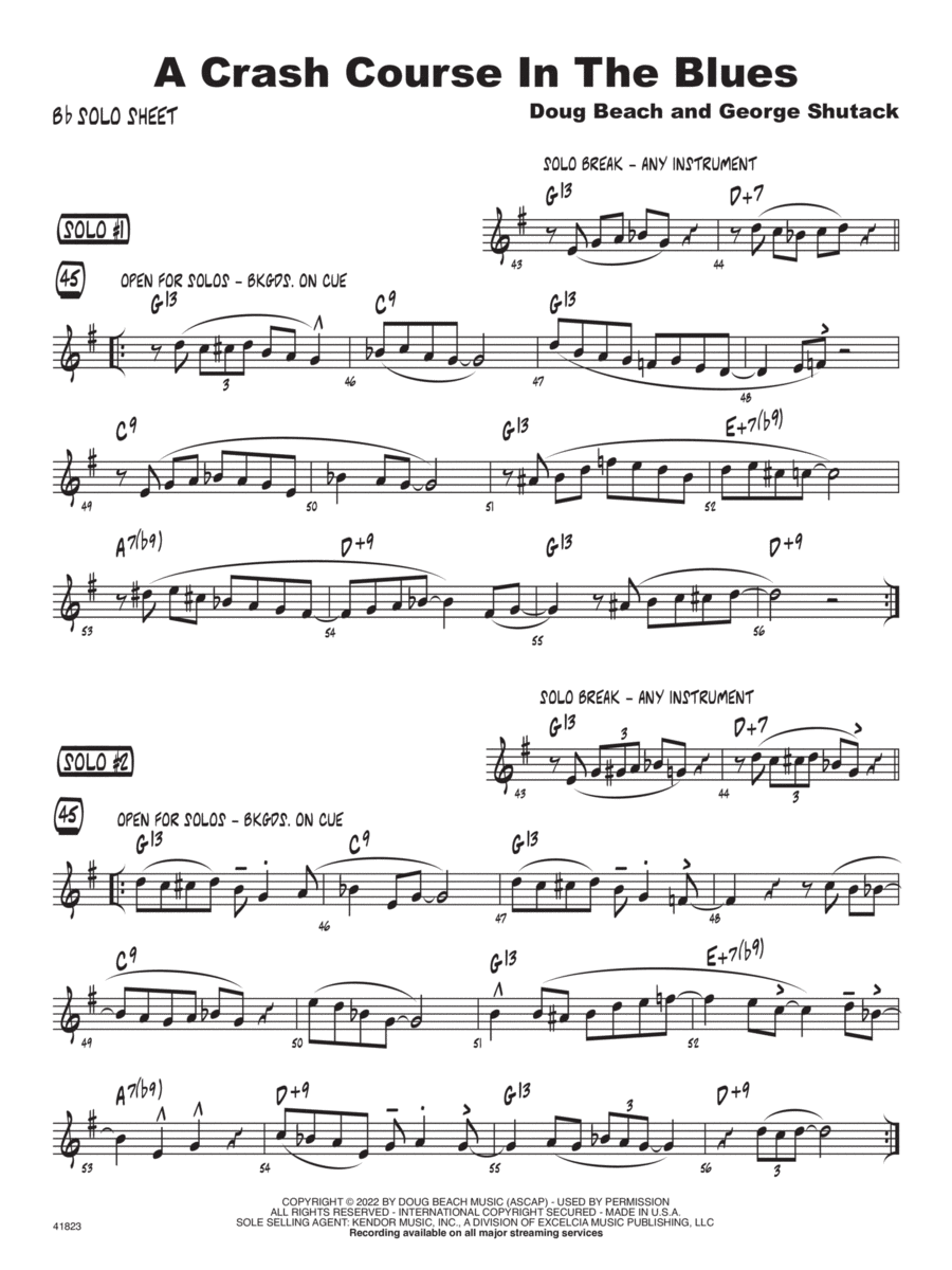 A Crash Course in the Blues - Bb Solo Sheet