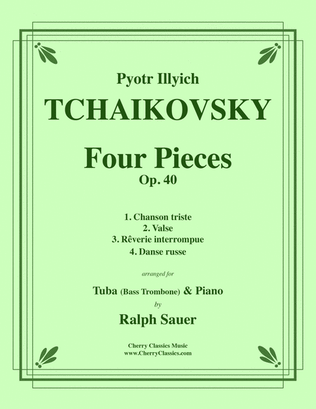 Book cover for Four Pieces Op. 40 for Tuba or Bass Trombone and Piano