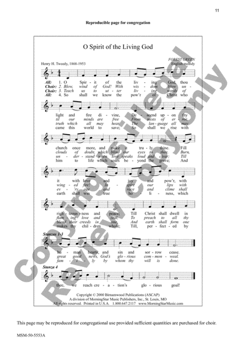 O Spirit of the Living God (Choral Score)