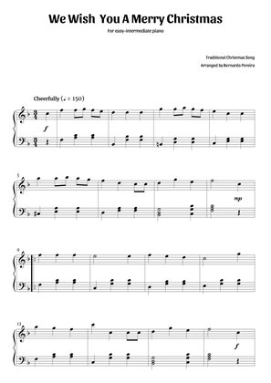 We Wish You A Merry Christmas (easy-intermediate piano in F major – clean sheet music)