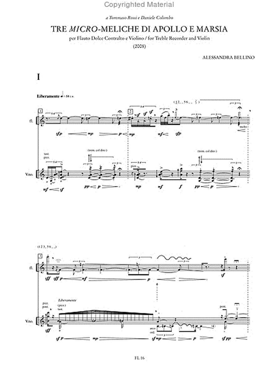 Tre Micro-meliche di Apollo e Marsia for Treble Recorder and Violin (2008)