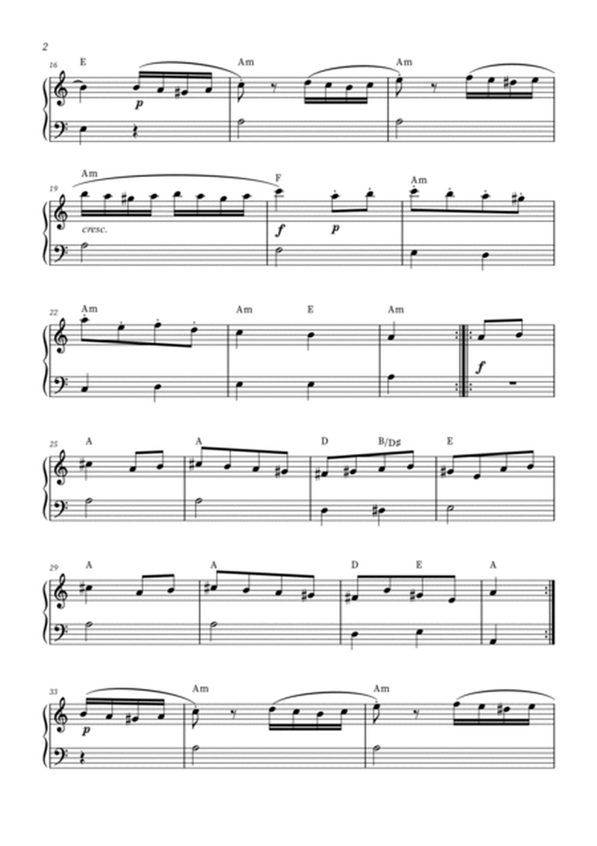 Turkish March - Easy Beginner (with chords) image number null