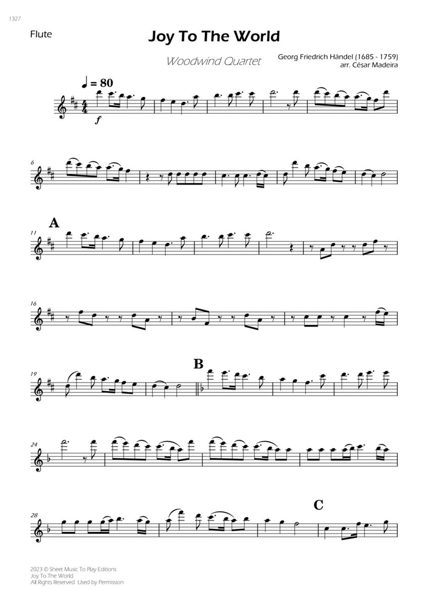 Joy To The World - Woodwind Quartet (Individual Parts) image number null