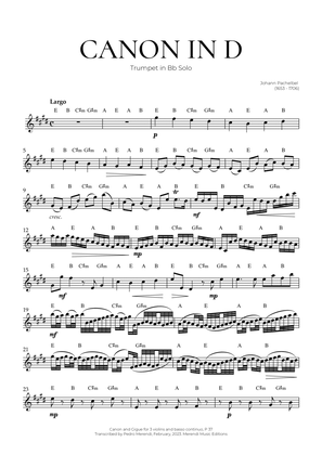 Book cover for Canon in D (Trumpet Solo) - Johann Pachelbel