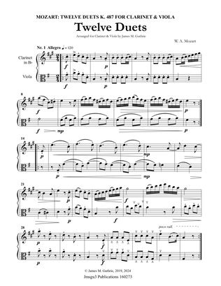 Mozart: 12 Duets K. 487 for Clarinet & Viola