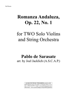 Book cover for Romanza Andaluza, Op. 22, No. 1 for TWO Solo Violins and String Orchestra