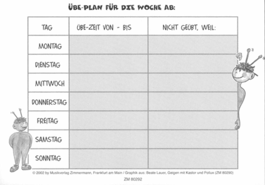 übe-Plan für die Woche