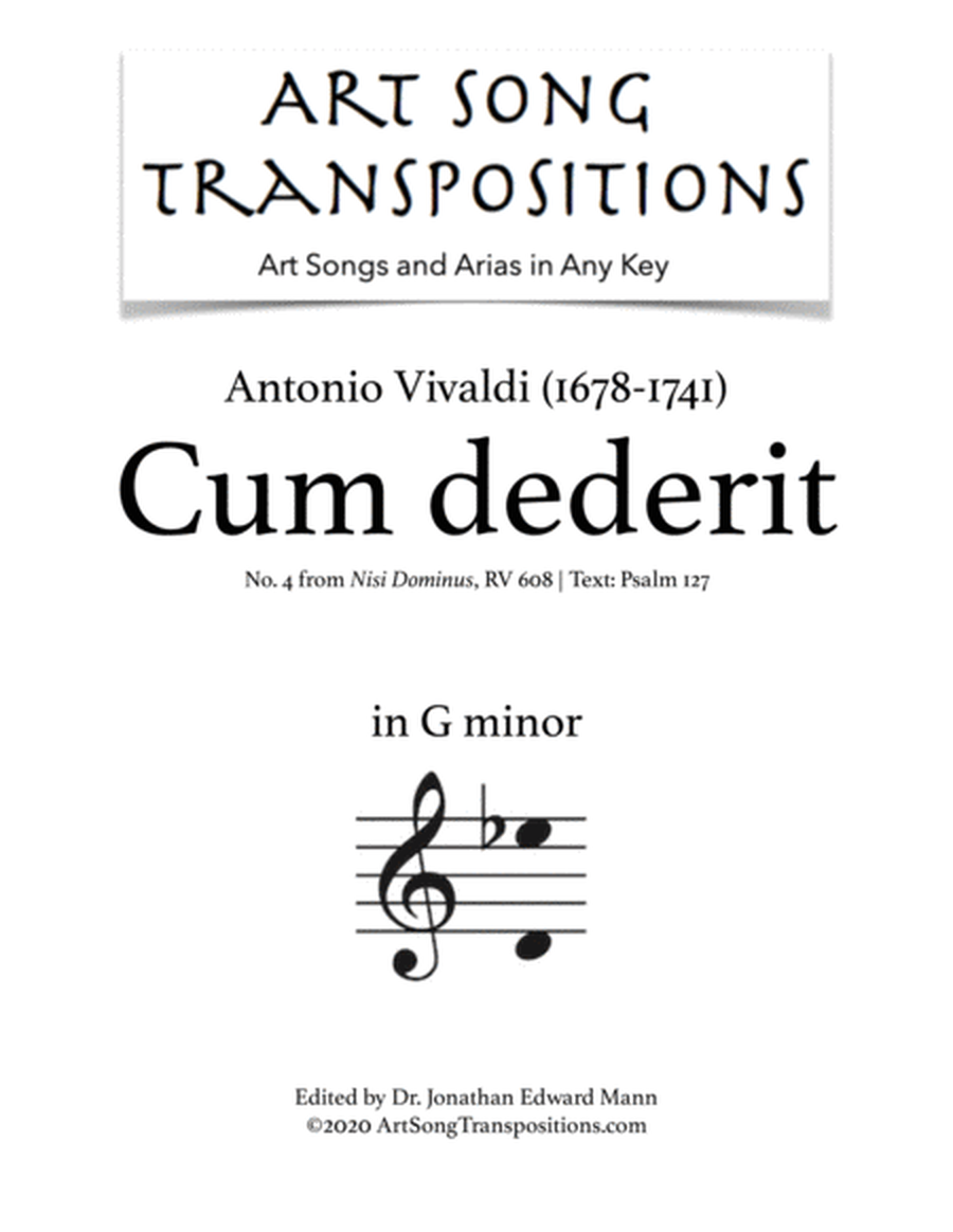 VIVALDI: Cum dederit (transposed to G minor)