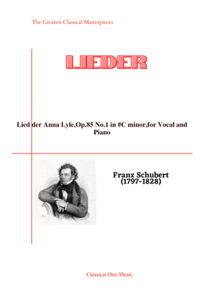 Book cover for Schubert-Lied der Anna Lyle,Op.85 No.1 in #C minor,for Vocal and Piano