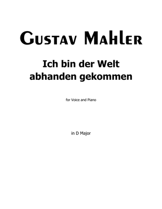 Book cover for Ich bin der Welt abhanden gekommen, by Mahler, in D Major