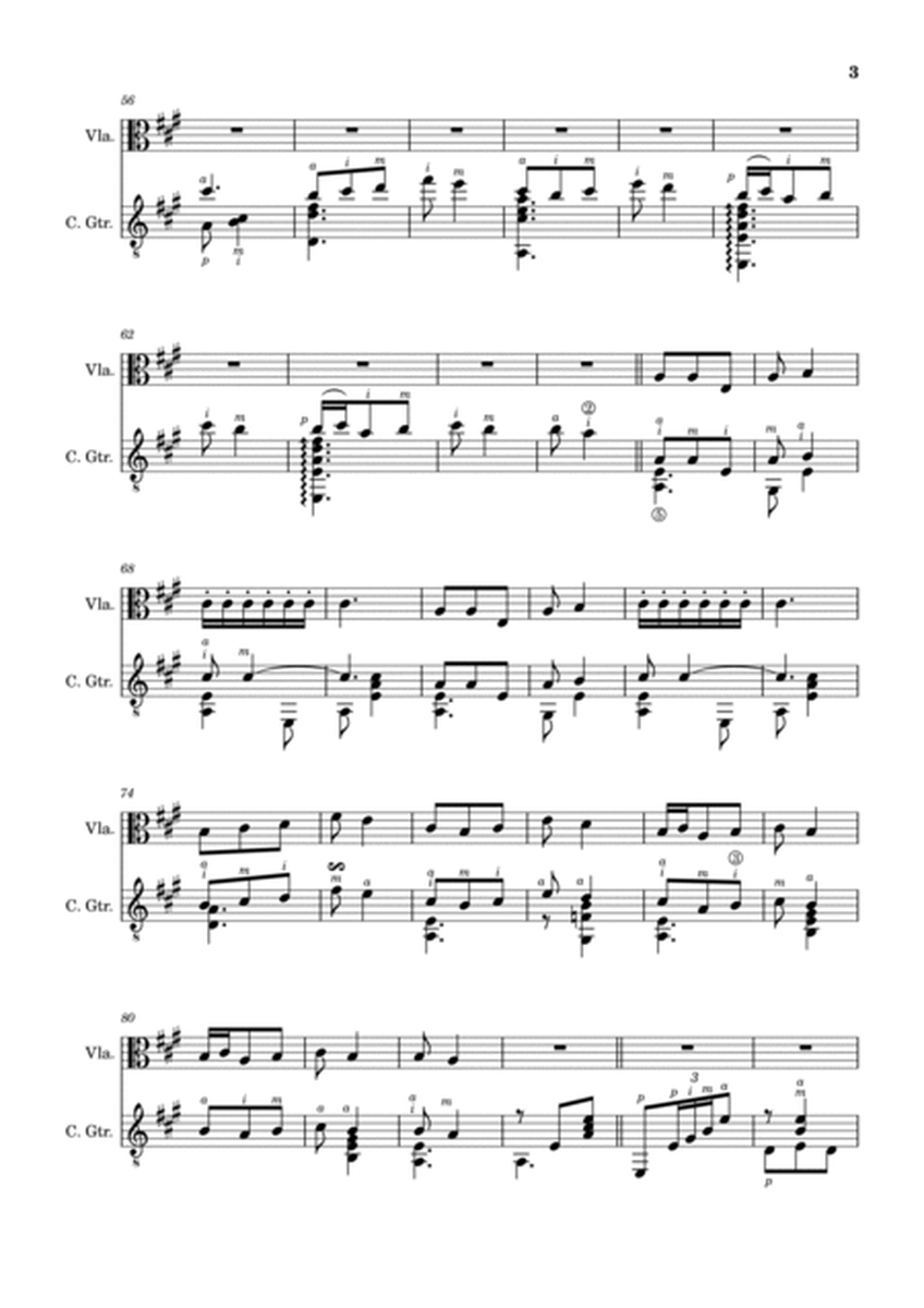 Spanish Popular Song - Los Cuatro Muleros. Arrangement for Viola and Classical Guitar. image number null