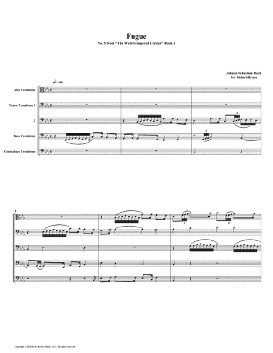 Fugue 05 from Well-Tempered Clavier, Book 1 (Trombone Quintet) image number null