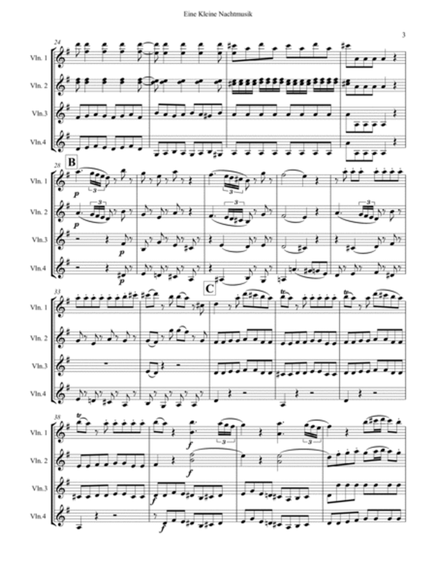 Eine Kleine Nachtmusik for Violin Quartet (1st Movement) image number null