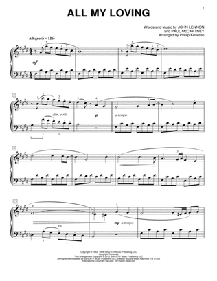 Book cover for All My Loving [Classical version] (arr. Phillip Keveren)