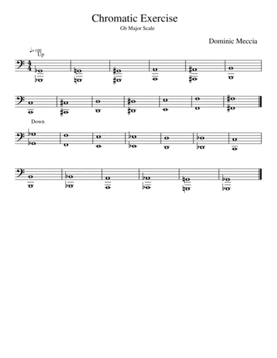 Chromatic Exercise- Gb Major (Bass Clef)