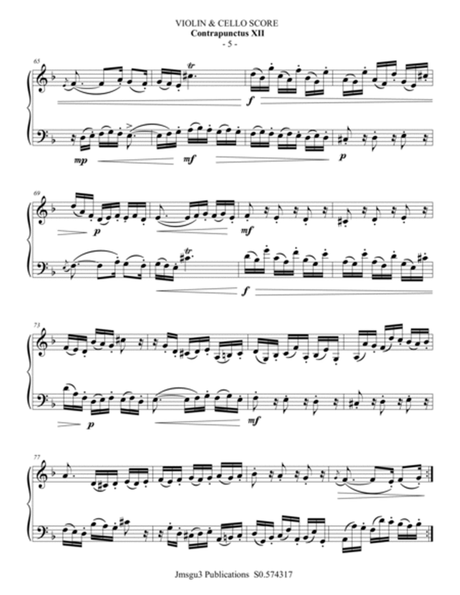 Bach: Four Duets from the Art of Fugue for Violin & Cello image number null