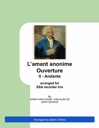 Book cover for L'amant anonime - Ouverture - 2: Andante