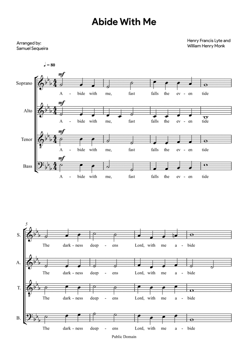 Abide with me - for SATB choir image number null