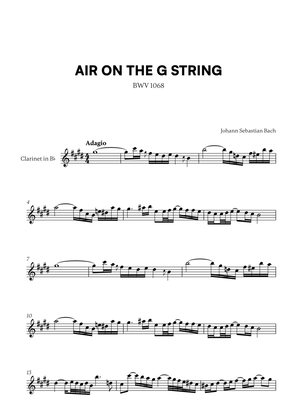 Book cover for Johann Sebastian Bach - Air on the G String (for Clarinet in Bb Solo)