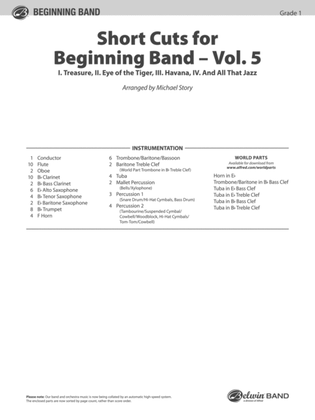 Book cover for Short Cuts for Beginning Band -- Vol. 5: Score