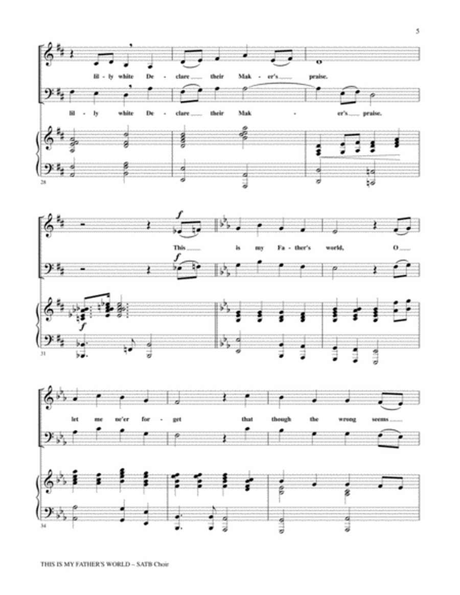 THIS IS MY FATHER'S WORLD (SATB Choir with Piano) image number null