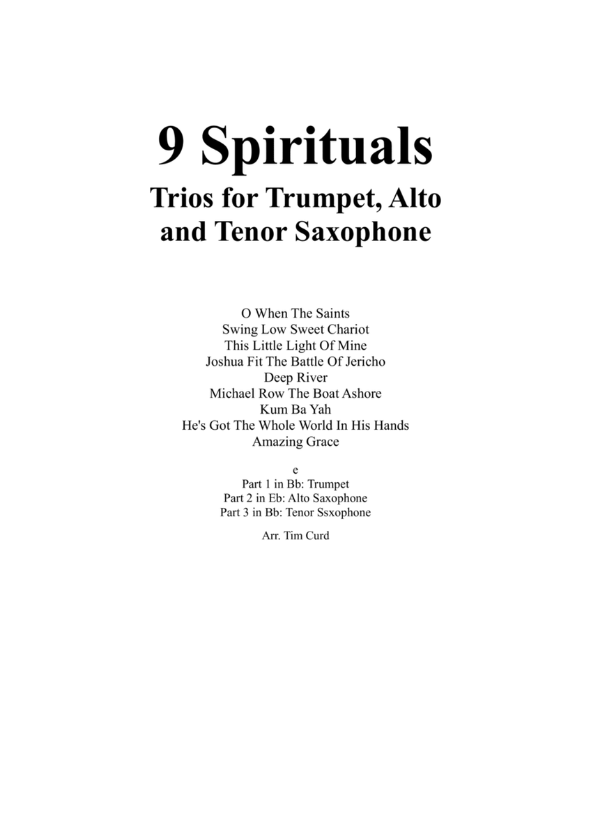 9 Spirituals. Trios for Trumpet, Alto and Tenor sax image number null