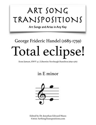 Book cover for HANDEL: Total eclipse! (transposed to E minor)