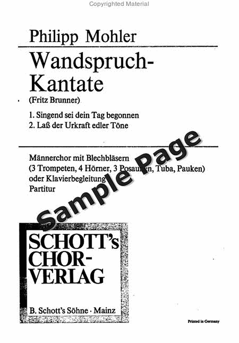 Wandspruch-Kantate op. 29a