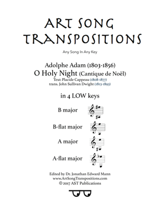 Book cover for ADAM: O Holy night (in 4 low keys: B, B-flat, A, A-flat major)