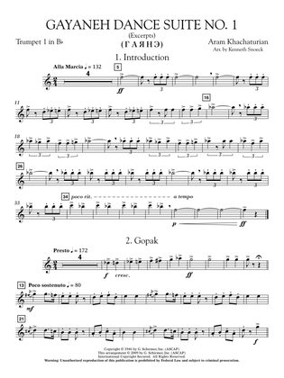 Book cover for Gayenah Dance Suite No. 1 (Excerpts) (arr. Kenneth Snoeck) - Bb Trumpet 1