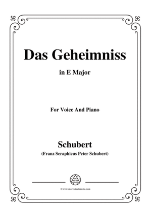 Schubert-Das Geheimniss,Op.173 No.2,in E Major,for Voice&Piano