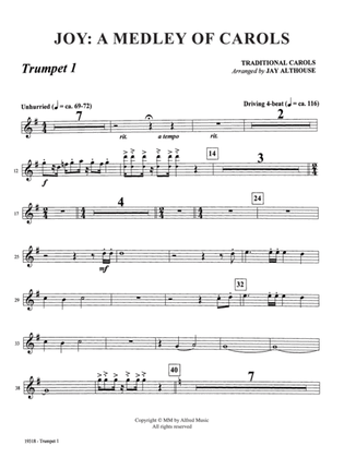 Book cover for Joy: A Medley of Carols: 1st B-flat Trumpet