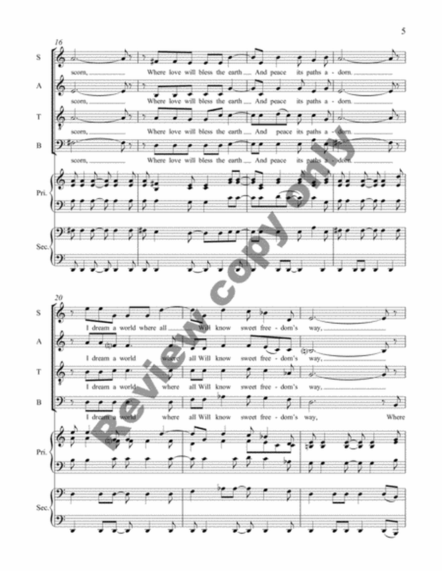 I Dream a World (Piano/Choral Score) image number null