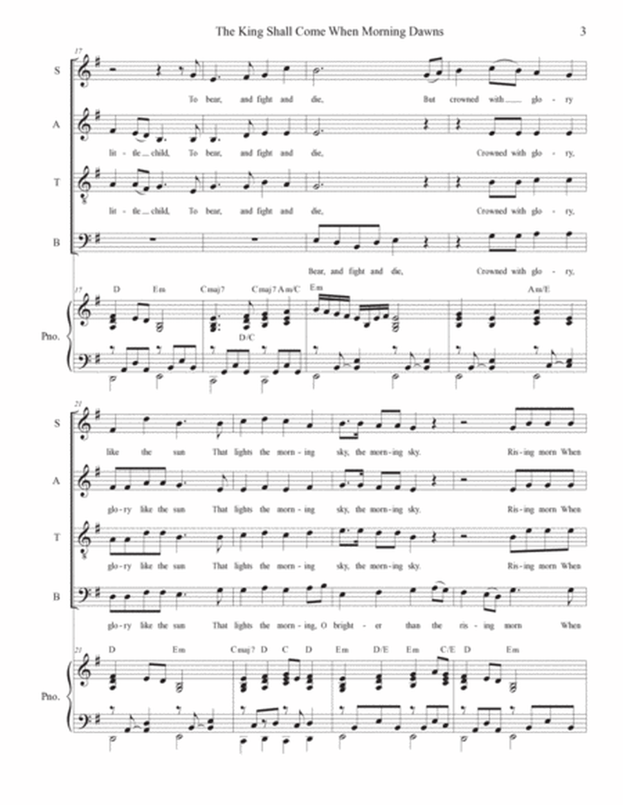 The King Shall Come When Morning Dawns (SATB) image number null