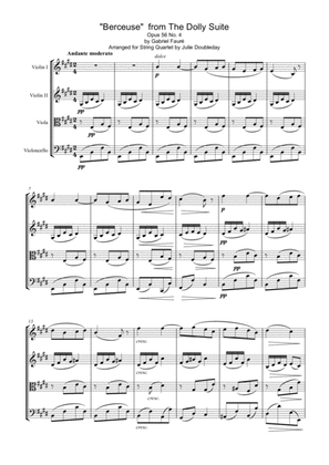 Book cover for Faure: "Berceuse" from The Dolly Suite Opus 56 No. 4 for String Quartet - Score and Parts