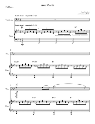 Ave Maria (Franz Schubert) for Trombone Solo and Piano with Chords