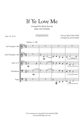 Book cover for If Ye Love Me, by Thomas Tallis - easy Brass Quintet arrangement