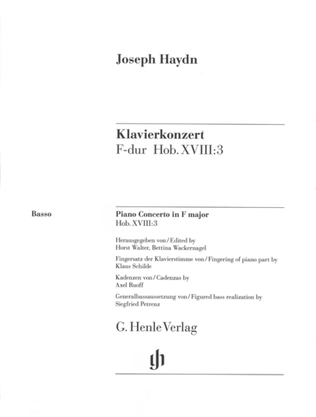 Concerto for Piano (Harpsichord) and Orchestra F Major Hob.XVIII:3